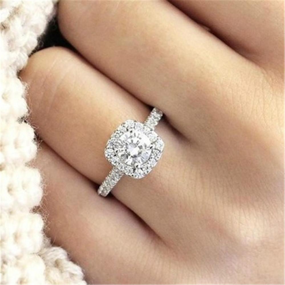 Fashion Luxury Full Crystal Engagement Ring for Women AAA White Cubic Zirconia Rings Trend Wedding Band Jewerly For Women
