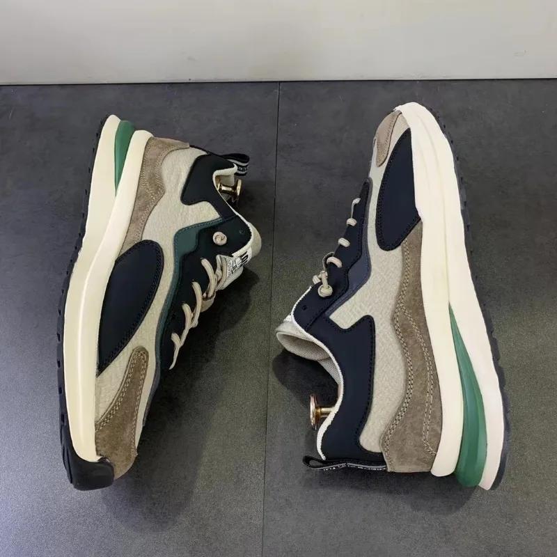 Fashion Men Air-cushion Sports Shoes Comfortable Versatile Leather Casual Shoes Outdoor Non Slip Training Shoe Running Sneakers