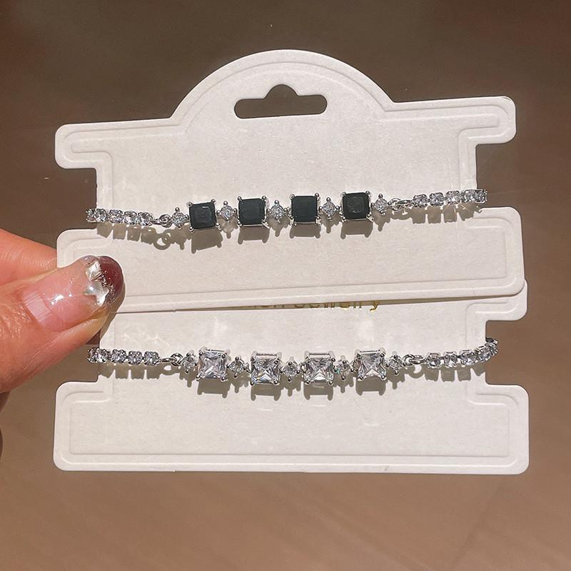 Geometric Zircon Square Adjustable Bracelet For Women With Elegant Jewelry Style