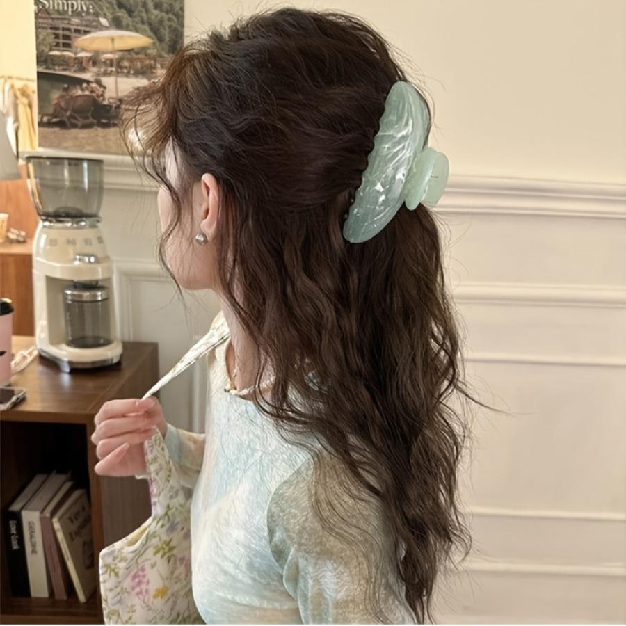 3-Color Set Marble Streamer Cloud Pattern Crescent Acetate Hair Clip, High-End Fashionable Sweet Hair Accessory