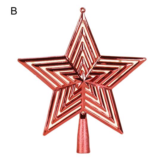 Xmas Tree Topper Plastic Hollowed-Out Sparkling Star Festival Party DIY Decoration Accessories Top Pentagram Christmas Decoration Holiday Supplies