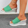 Summer new slope heel sandals foreign trade large size polyurethane thick bottom lightweight fly-woven cool slippers women