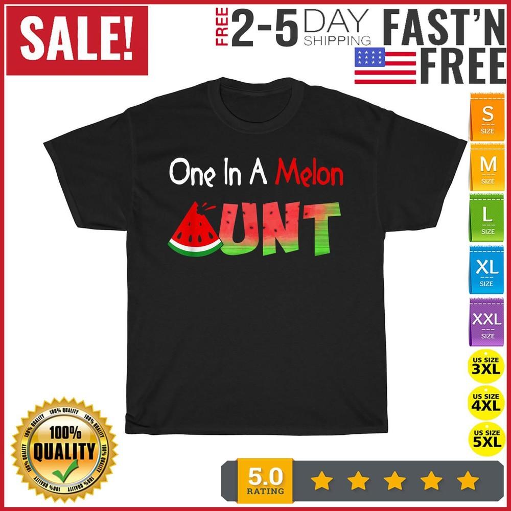 

One In A Melon Aunt Fatshers Day Pun Watermelon Vintage T Shirt Men Women NEW M