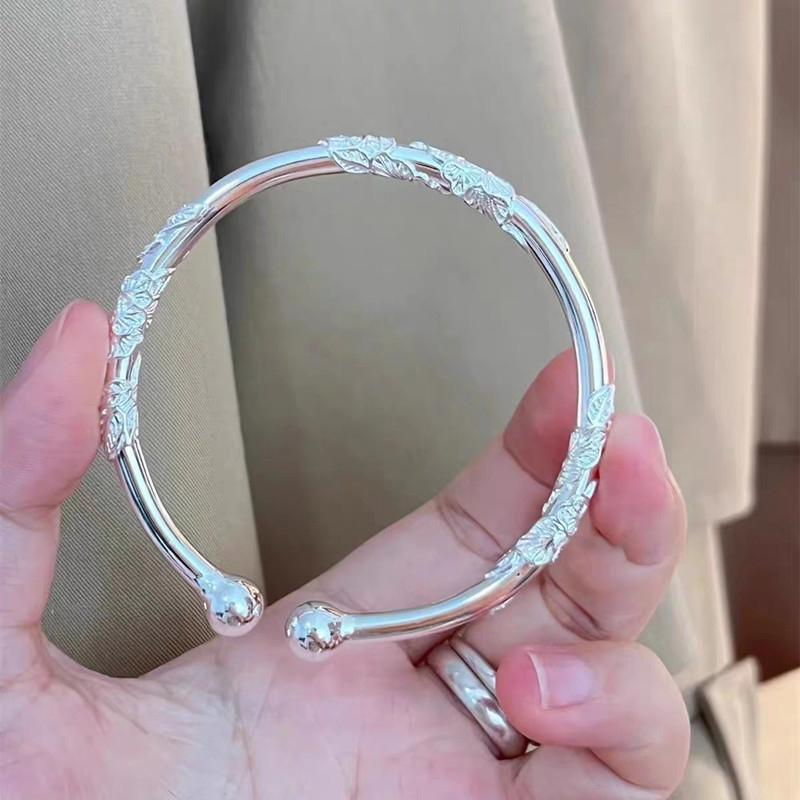 Chinese Style Retro Delicate Bangles For Women Girls Simple Opening Adjustable Bracelets Jewelry Accessories Birthday Gifts