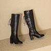 Women's High-heeled Boots Are Fashionable European and American Style Solid Color Solid Color Versatile Large Size Medium Boots