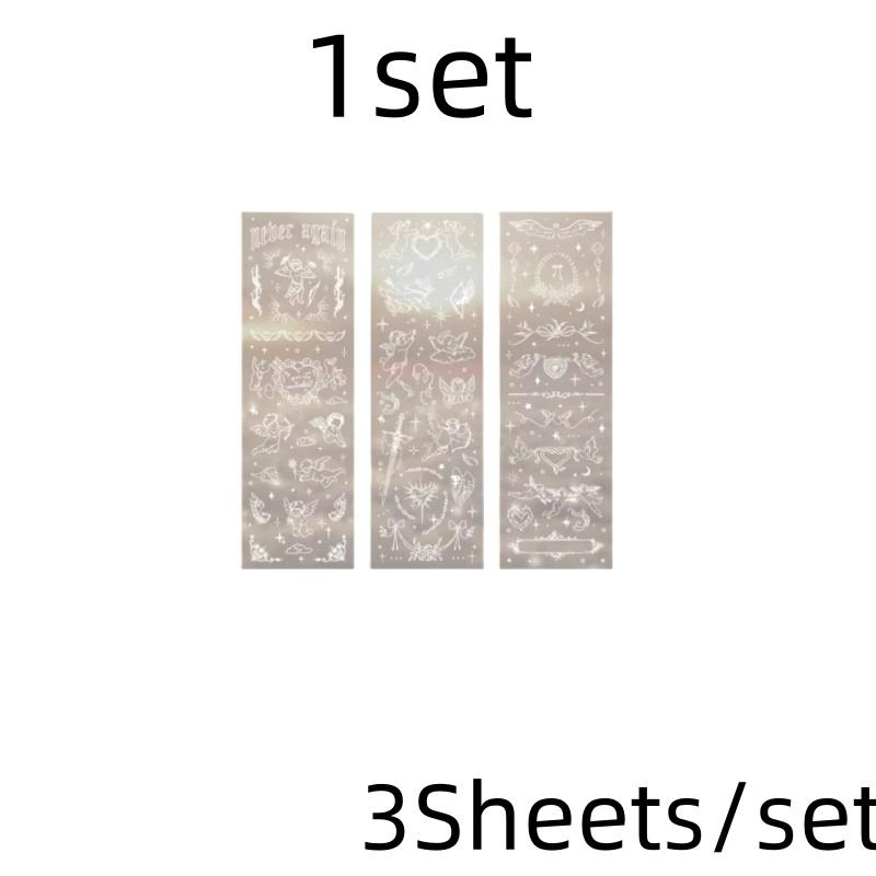 3 Sheets Butterfly Moon Star Stickers PET Transparent Decorative Stickers For Craft Album Journal Scrapbooking
