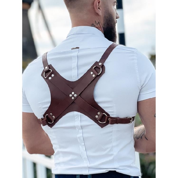 Adjustable Straps Clubwear Self Bondage Costumes Men Leather Body Chest Harness