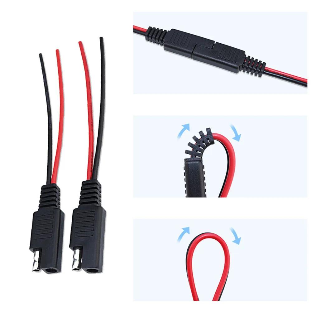 1Pair SAE Single Ended ExtensionCable 18AWG SAE Quick Disconnect Plug Cable 13CM Solar Cell Plug Wire Male+Female Cable