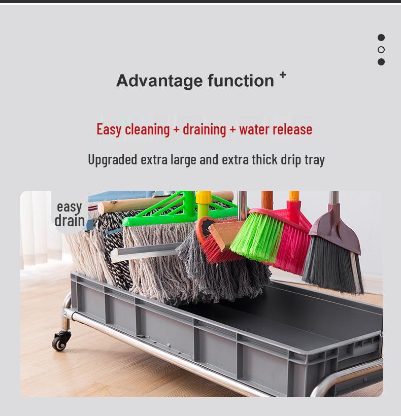 Movable Floor-Standing Stainless Steel Broom and Mop Holder