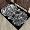 Monochrome Dragon Skull Rug for Fantasy Lovers | Detailed Skeleton Art Carpet | Gothic Home Decor Skid Resistant Carpet