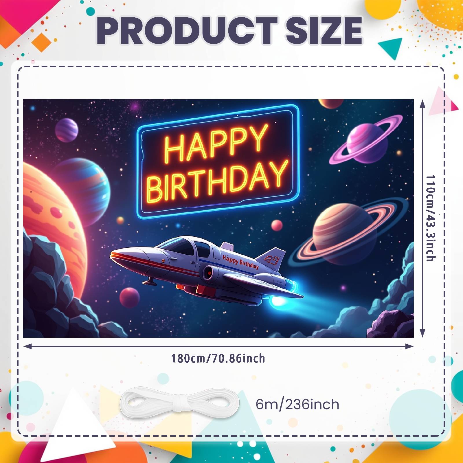 Планеты Фон на День рождения Неоновый Космос День рождения Дисплей Баннер Астронавта День рождения Космическая Тема Для Фотофона Мероприятие на Открытом воздухе