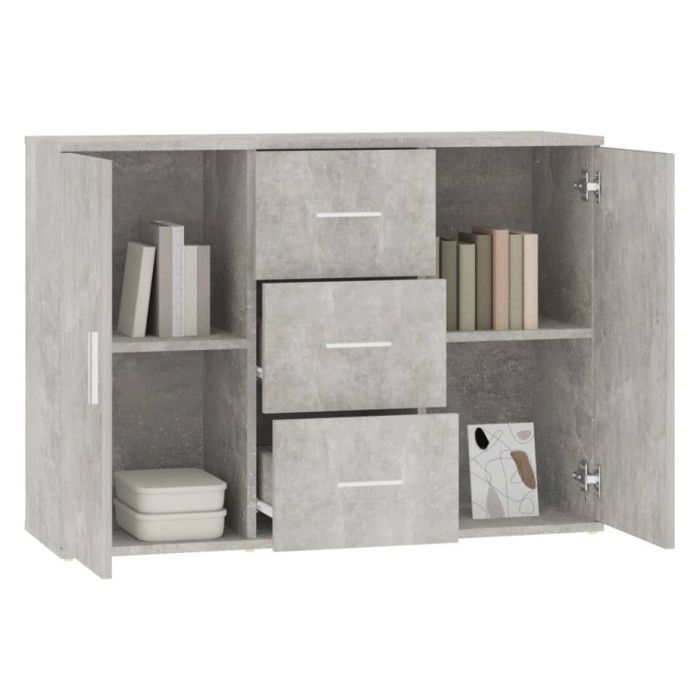 823346 vidaXL Buffet Gris béton 91x29,5x65 cm Bois d'ingénierie