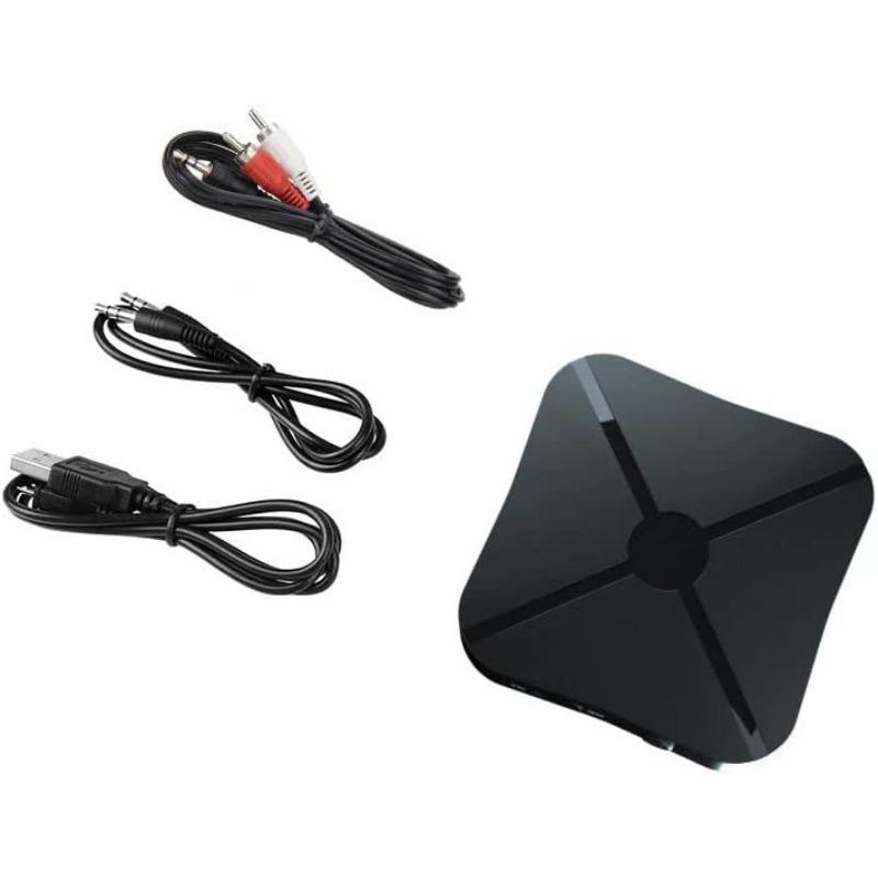 

2-в-1 Bluetooth-аудіопередавач, ключ-адаптер з кабелем Aux 3,5 мм і RCA, приймач, портативний бездротовий пристрій для автомобільної телевізійної стереосистеми, динаміка HiFi тощо. 4.4*4.4*1.2cm чорний