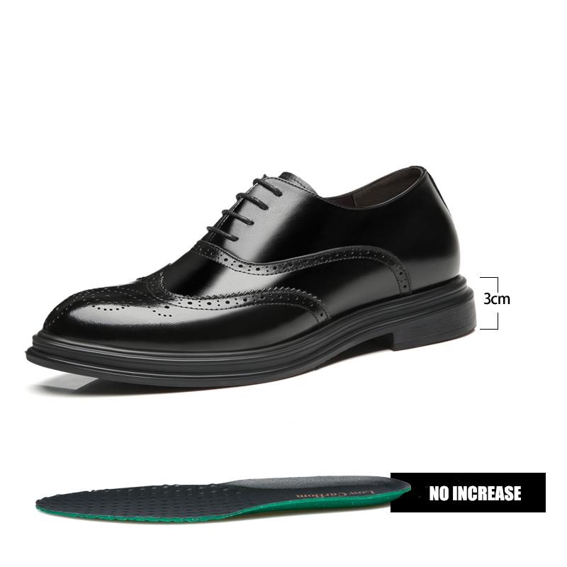 Platform High Heel 6/8 CM Height Increase Casual Men Brogue Genuine Leather Shoes Man Oxford Dress Shoes Elevator Formal Shoes