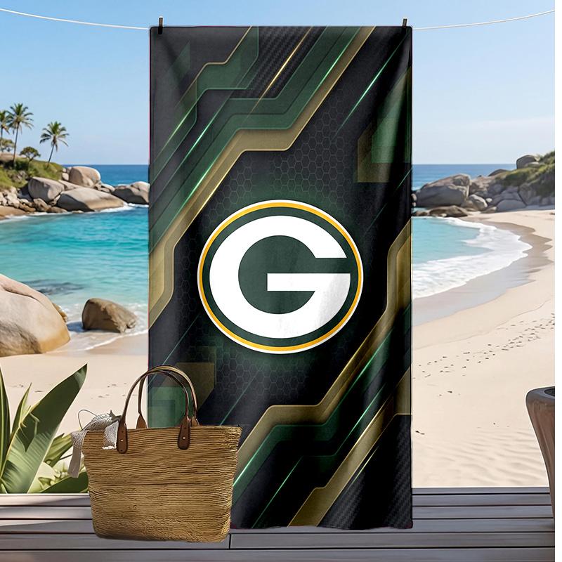 Asciugamano da Spiaggia Stampa Green Bay Packers Morbido Portatile Asciugatura Rapida?Asciugamano Asciutto Per Piscina Vacanza Estiva Sport all'Aperto