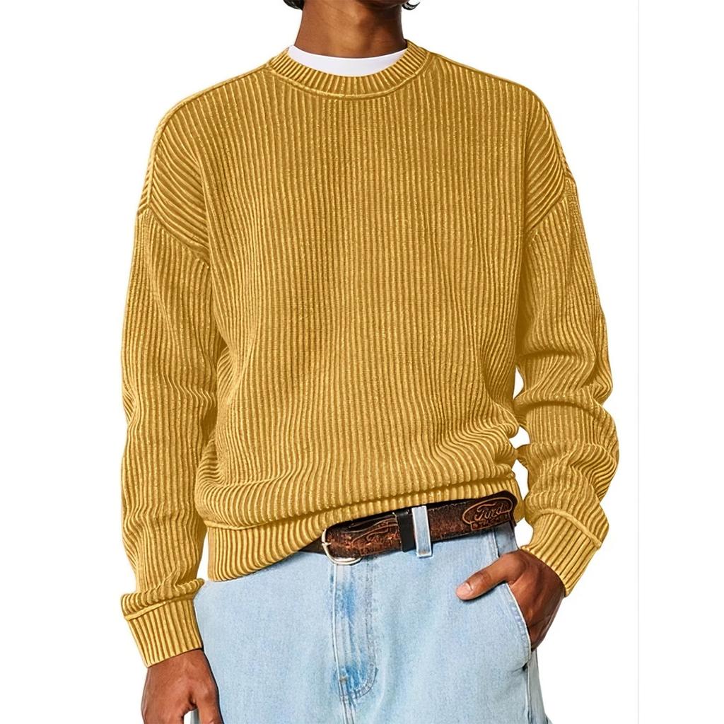 Men's Loose-fitting Casual Round Neck Long-sleeved Knit Top