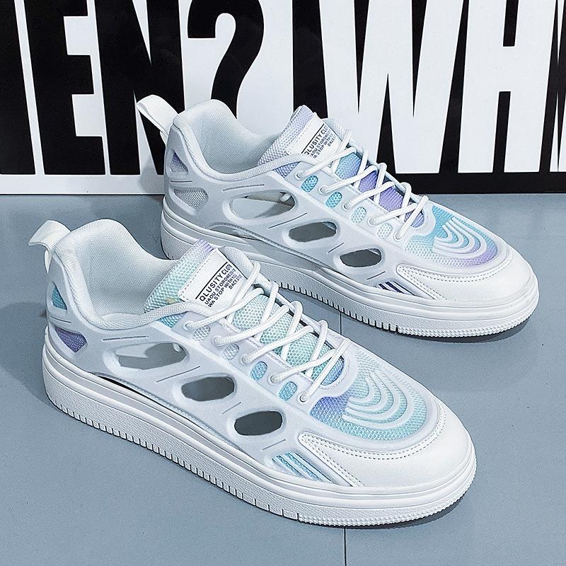 Sandals men's summer hollow breathable driving casual board shoes trendy hole shoes sports beach shoes white shoes