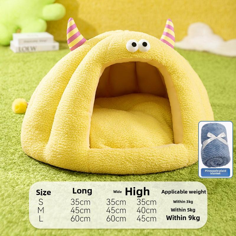 Katze Herbst und Winter Jurte Lustiges Monster Warmes Katzenbett Teddy Kleiner Hundekäfig Niedliches Haustierbett Zubehör