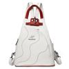 Korean Style Multi-functional Leather Backpack For Women Anti-theft Convertible Shoulder Bag Color Matching Travel Rucksack