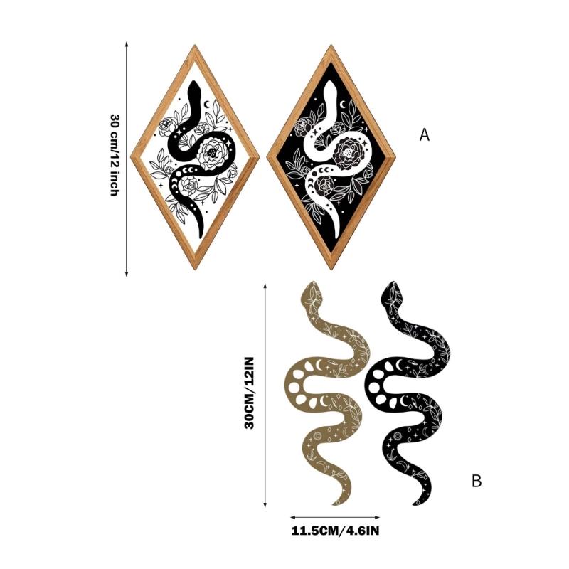 Set of 2 Wall Decors Wood Florals Snake Wall Hangings Sculpture for Apartment Livingrooms Bedroom Halloween Decors