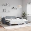 Daybed Extendable Light Grey 100 X 190 Cm Fabric