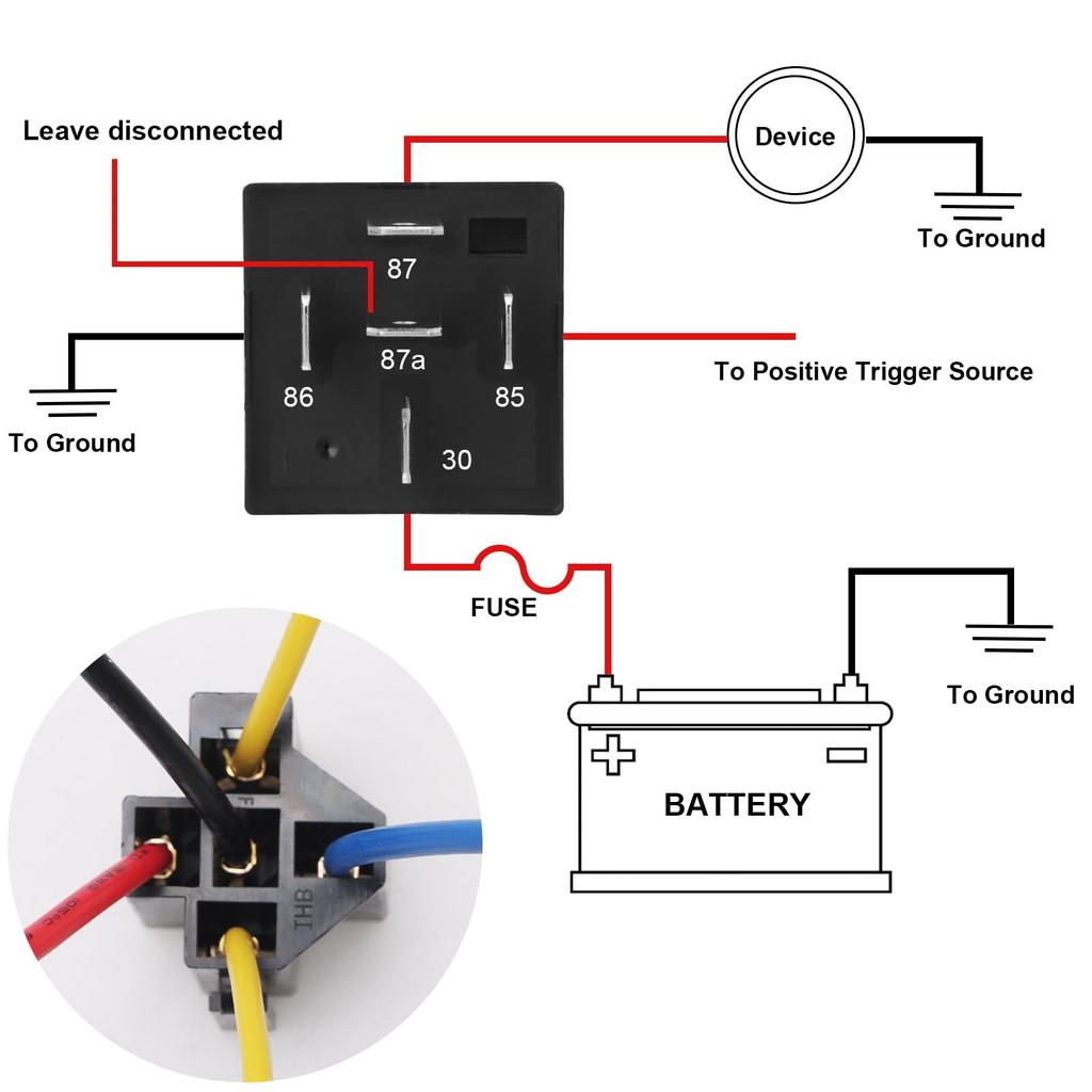 Weasch JD1914 Car Relay Kit 2 Pack 40A SPDT 5 Pin 40A Automotive