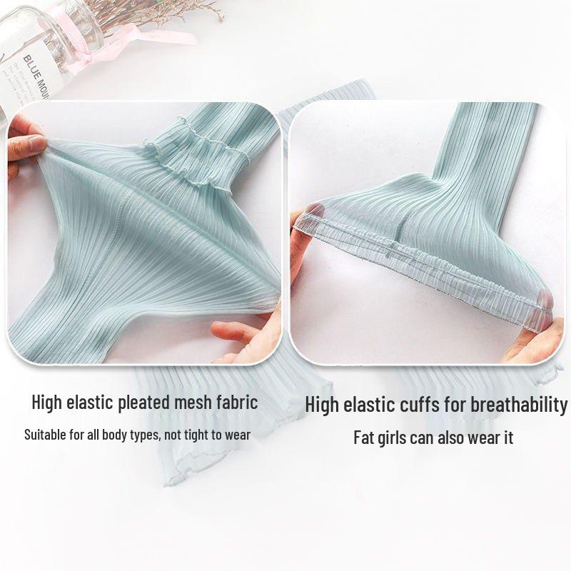 Women's Fairy Pleated Ice Silk Sun Protection Sleeves - Thin Lace Cycling Gloves