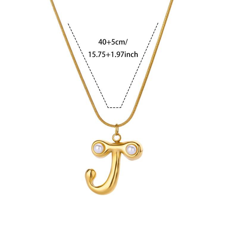 Vintage Stainless Steel Glossy Letter Necklace Female Zircon Cute Bubble English Letter Pendant Necklace New