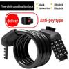 Universal Bike Lock: Anti-Theft Password Lock for Mountain Bikes & E-Bikes, Leather Ring, Portable Thick Cable Lock, Durable & Secure.