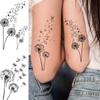 13 Sheets Black Dandelion Temporary Tattoos For Women Men Realistic Tattoos Sticker Fake Flying Birds Butterfly Flower Tatoos Paper Decoration