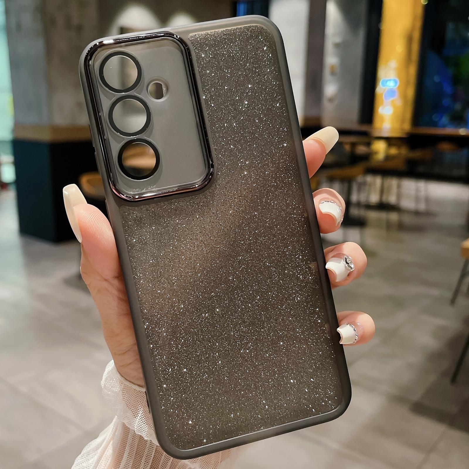 

Чохол для Samsung Galaxy A26 5G Прозорий ТПУ Чохол для телефону із захистом об єктива камери Блискуча наклейка Transparent Black