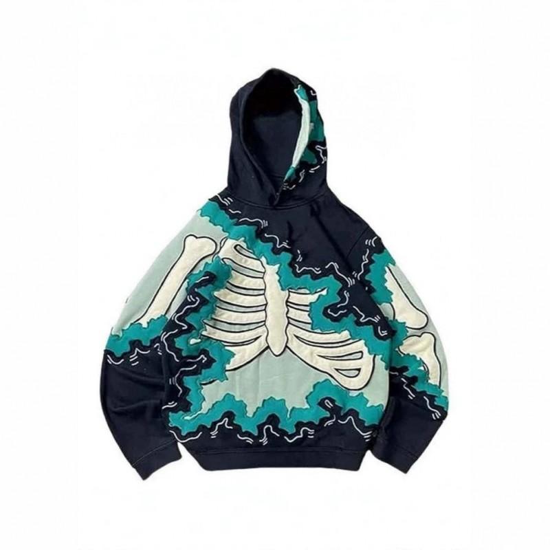 26 American Punk Gothic Skull 3D Print Cropped Hoodie Loose Fit Women