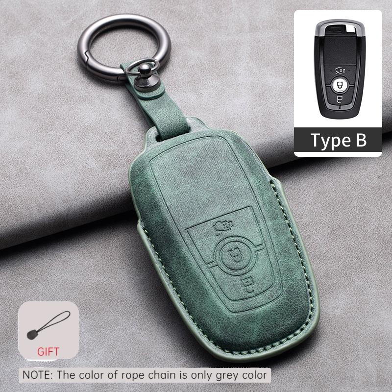 Car Remote Key Case Cover Holder for Ford Raptor F150 Edge Fusion Mustang Explorer F150 F250 F350 Ecosport Leahter Keychain Fob