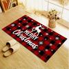 Christmas-Themed Area Rug - 1pc Non-Slip Polyester Floor Mat with Red and Black Plaid, Snowflakes, and Reindeer Patterns - Durab