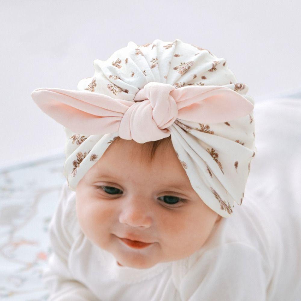Cartoon Baby Fetal Cap 0-5 Months Newborn Turban Hat Windproof Boneless Muslin Hat  Toddler