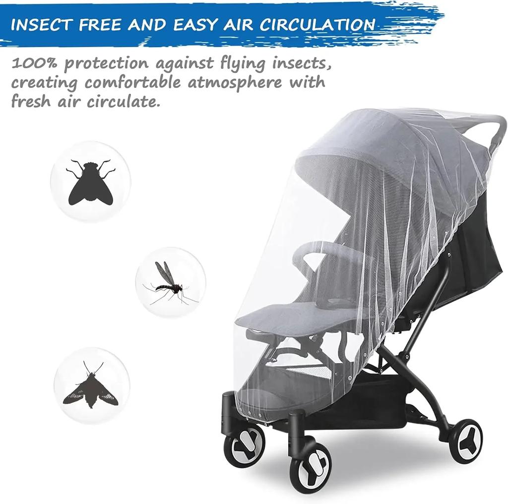 Baby Mosquito Net for Stroller Reusable Bug Net for Stroller Portable Mini Crib Portable & Durable Baby Insect Netting