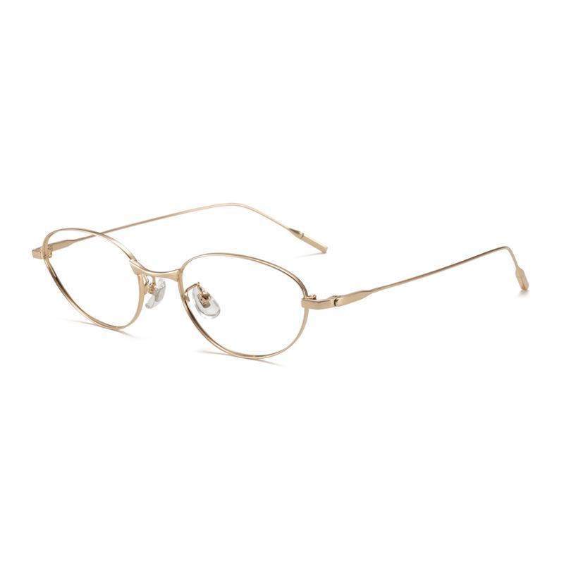 Pure Titanium Cat-Eye Eyeglass Frame 55 - Super Light, No-Makeup Style, Little Fox Design