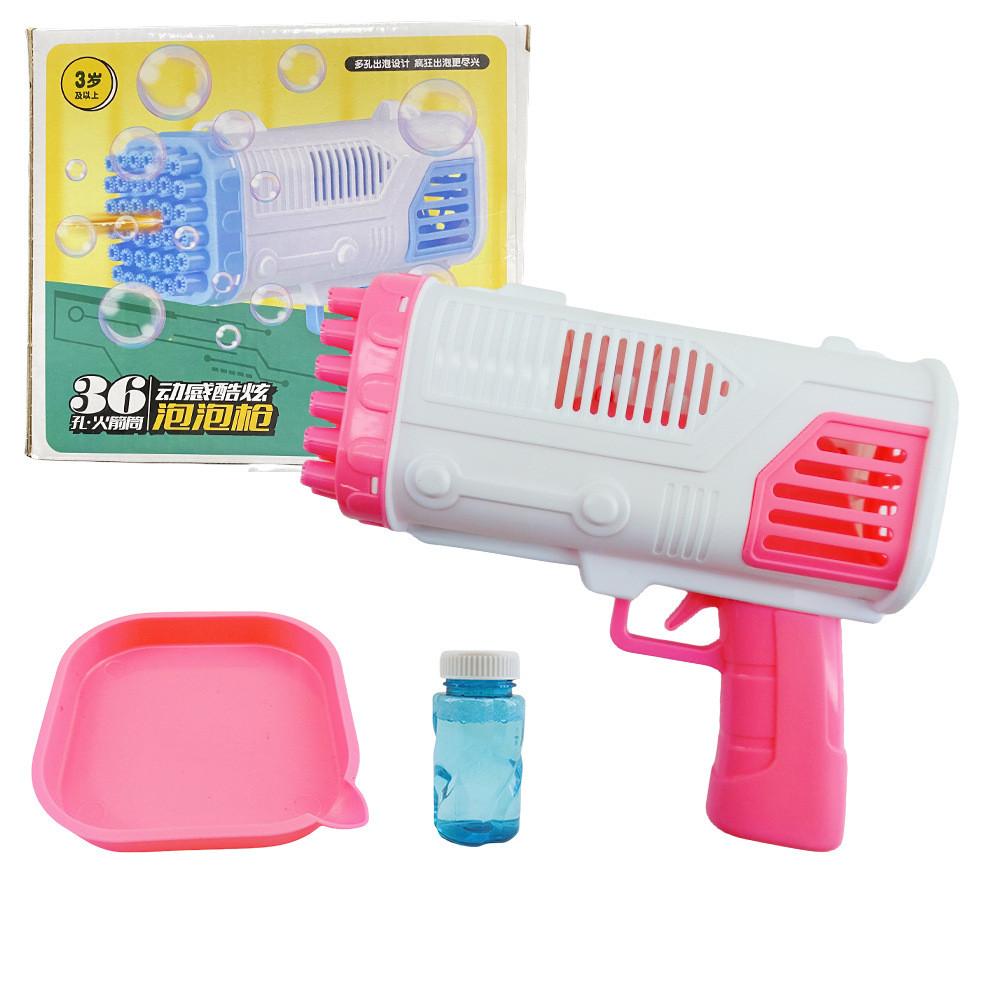 

Colorful 36 Hole Electric Bubble Machine Rocket Style For Children Interactive Play With Lights