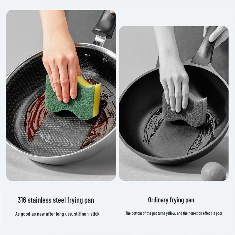Chuidahuang 28cm 316 Stainless Steel Flat Frying Pan