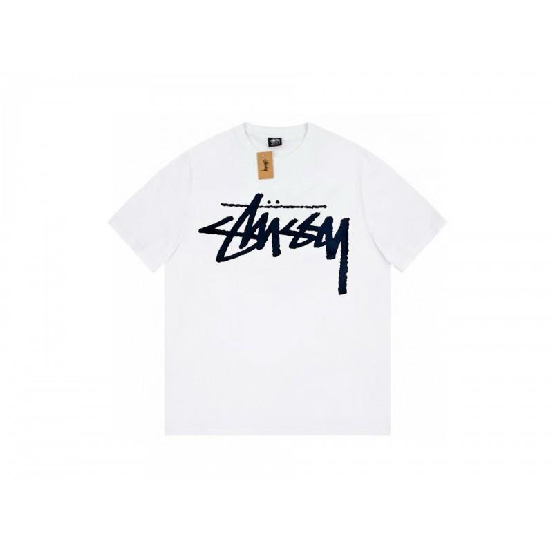 Stussy Short Sleeve T-Shirt Teens Loose Fit 270g Cotton Round Neck Casual Wear