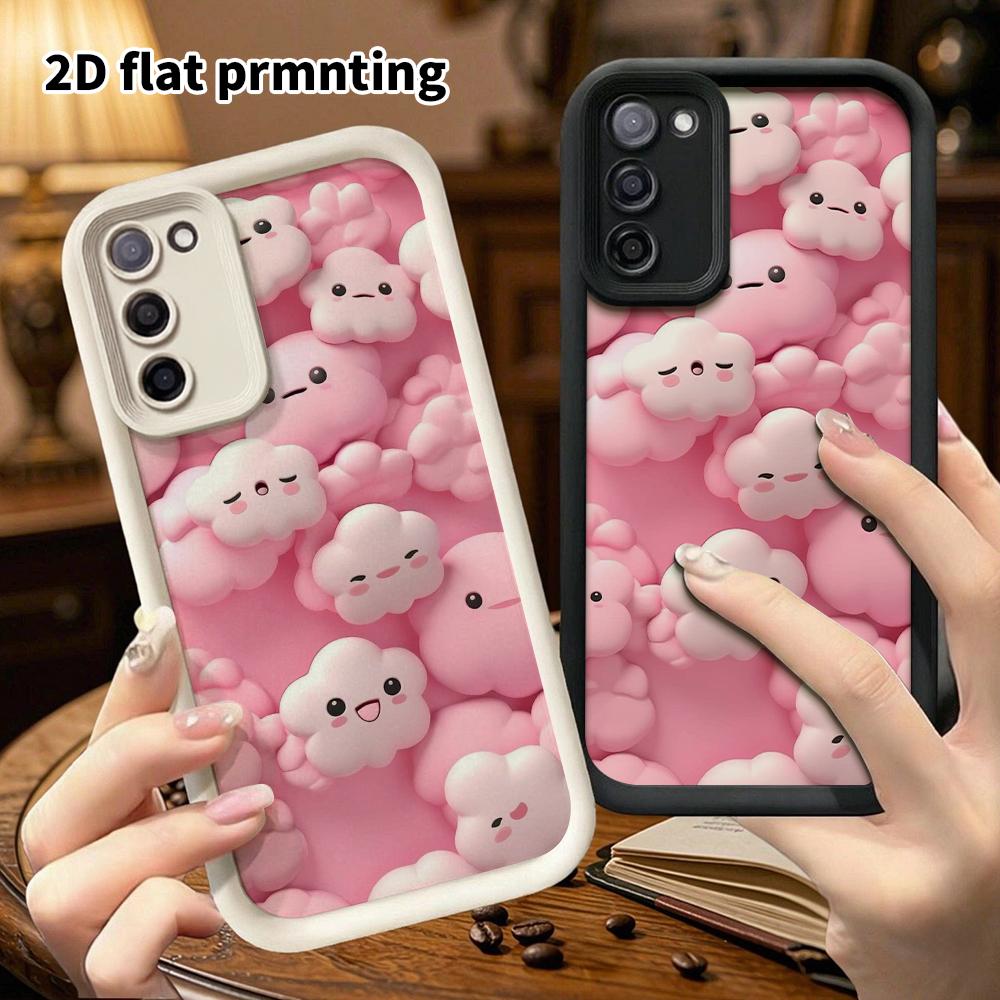 Phone Case: 2D flat, fits Samsung Galaxy A34 A35 M05 M06 S20 S22 S21 FE Plus 5G protective case, pink clouds, perfect Christmas and Halloween holiday