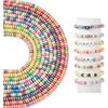 Pandahall 7 Strands 6mm Flat Polymer Clay Beads Speckled Vinyl Heishi Beads 7 Colors Pearlized Colorful Disc Clay Spacer Beads for Friendship