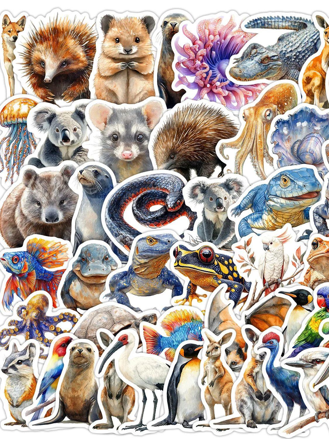 

50Pcs Beautiful Australian Animal Graffiti Sticker, Decorate Computer Mobile Phone Luggage Removable Toy Sticker