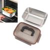 304 Stainless Steel Food Storage Container Metal Sealed Lunch Box with Handle for Home Refrigerator 