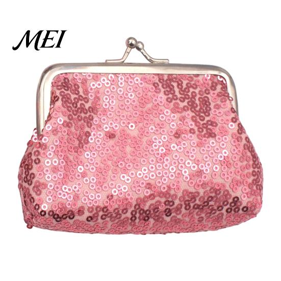 Lipstick And Coin Holder Women Purse, with Metal Hinge Kiss-lock Design, Lightweight Portable Sparkly Small Purse Mini Wallet, Sequined Glitter