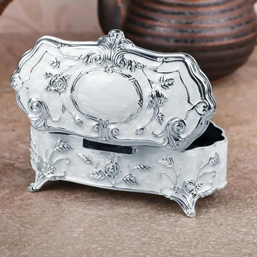 Jewelry Box Innovative European Vintage Princess Small Silver Plated Glazed Jewelry Storage Box Cotton Swab Toothpick