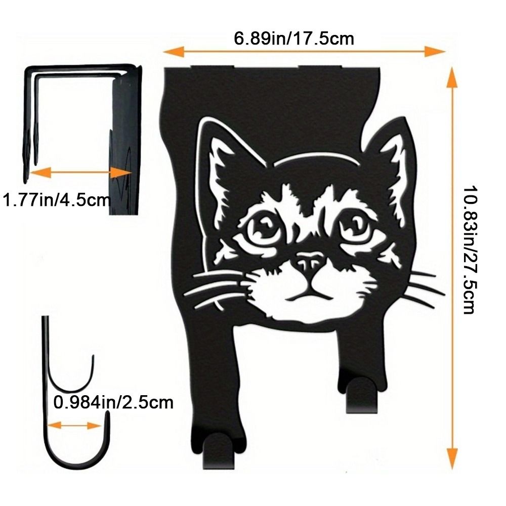 Black Coating Cats Shaped Over Door Hook Rustproof Over the Door Hangers Wall Hanger Cat Lovers