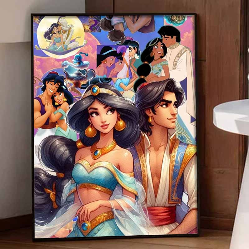 Disney Diamond Painting Kit Classic Aladdin Jasmine Romance Home Decor Craft Perfect Gift Idea Diamond Art