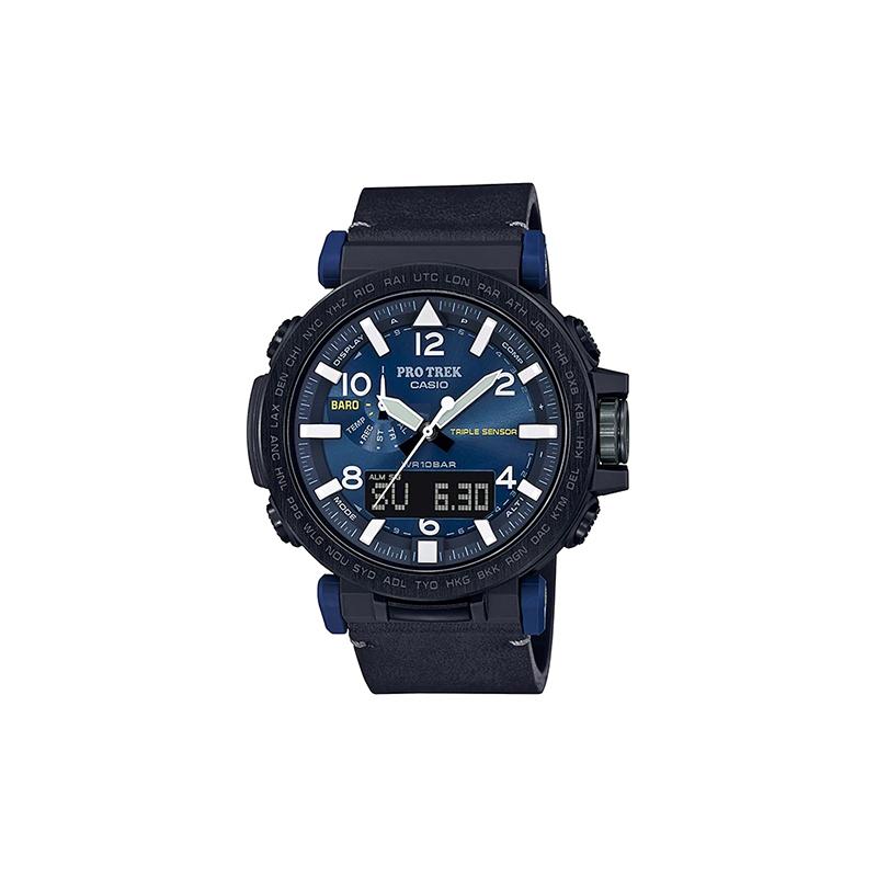 Casio PRO TREK Series-PRG Series Outdoor Mountaineering Quartz Leather Strap Men's Watch Blue Dial PRG-650YL-2
