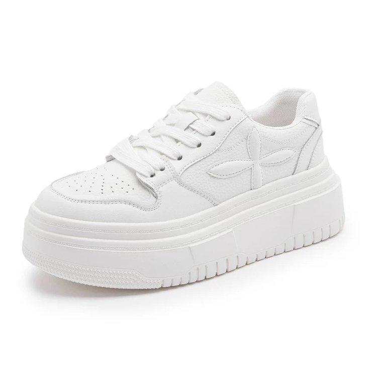 Cowhide version~ genuine leather thick-soled heightening muffin casual shoes board shoes women's autumn 2025 new versatile little white shoes